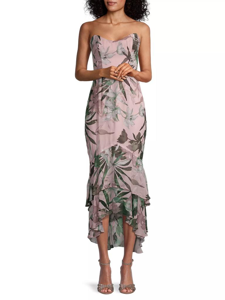 Katie May Cece Ruffled Floral Gown