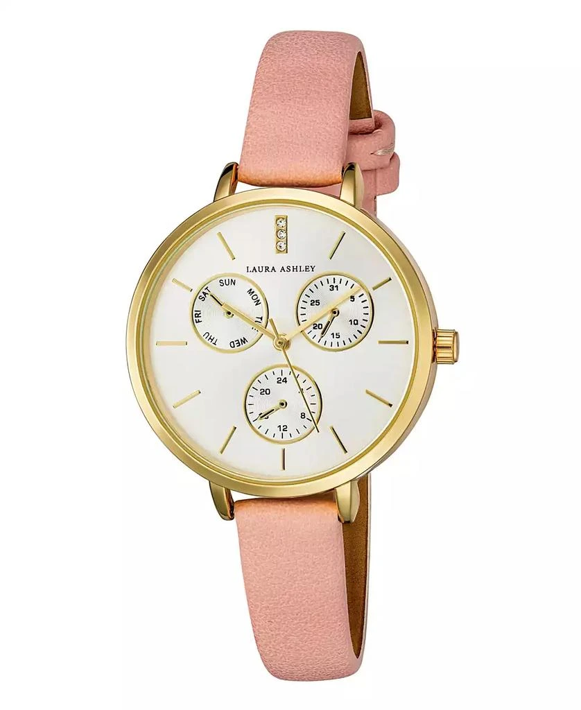 Laura Ashley Women's Chrono Dial Pink Polyurethane Strap Watch 36mm 1