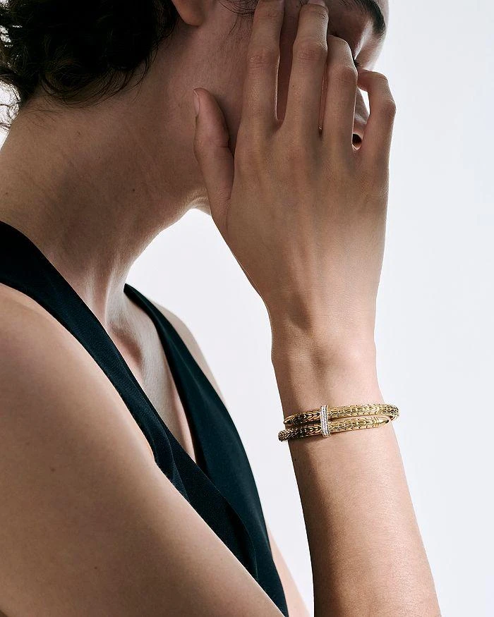John Hardy 14K Yellow Gold Spear Diamond Woven Cuff Bracelet 2
