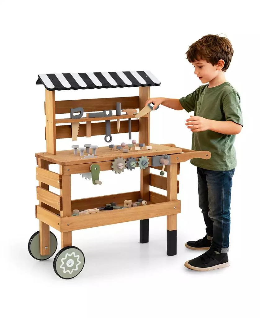 Mecale 2-in-1 Kids Rolling Cart with Play Tools Set for Construction 
Role Play 9