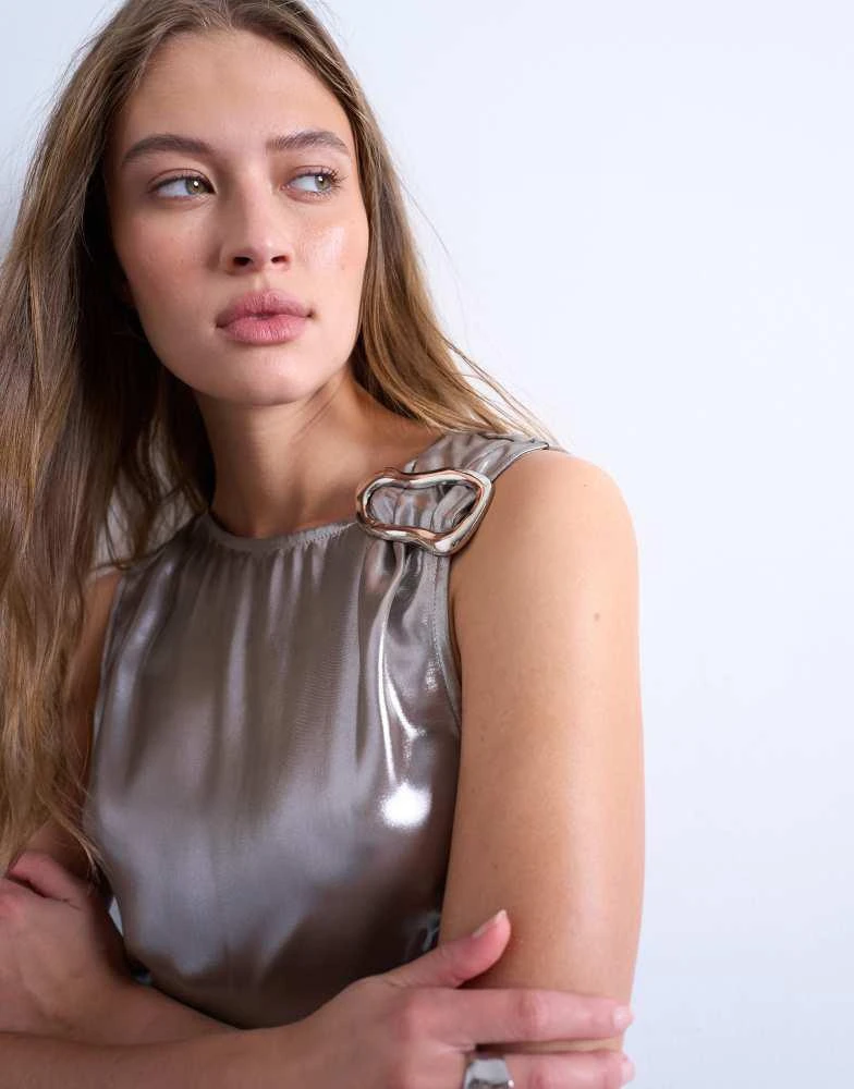Shop Topshop metallic midiaxi dress with silver hardware in silver on Sale  at BeyondStyle  Get 56% Off Topshop metallic midiaxi dress with silver  hardware in silver with Limited-Time Flash Deals, Exclusive