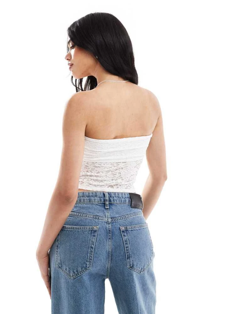 HOLLISTER Hollister lace peplum tube top in white 3
