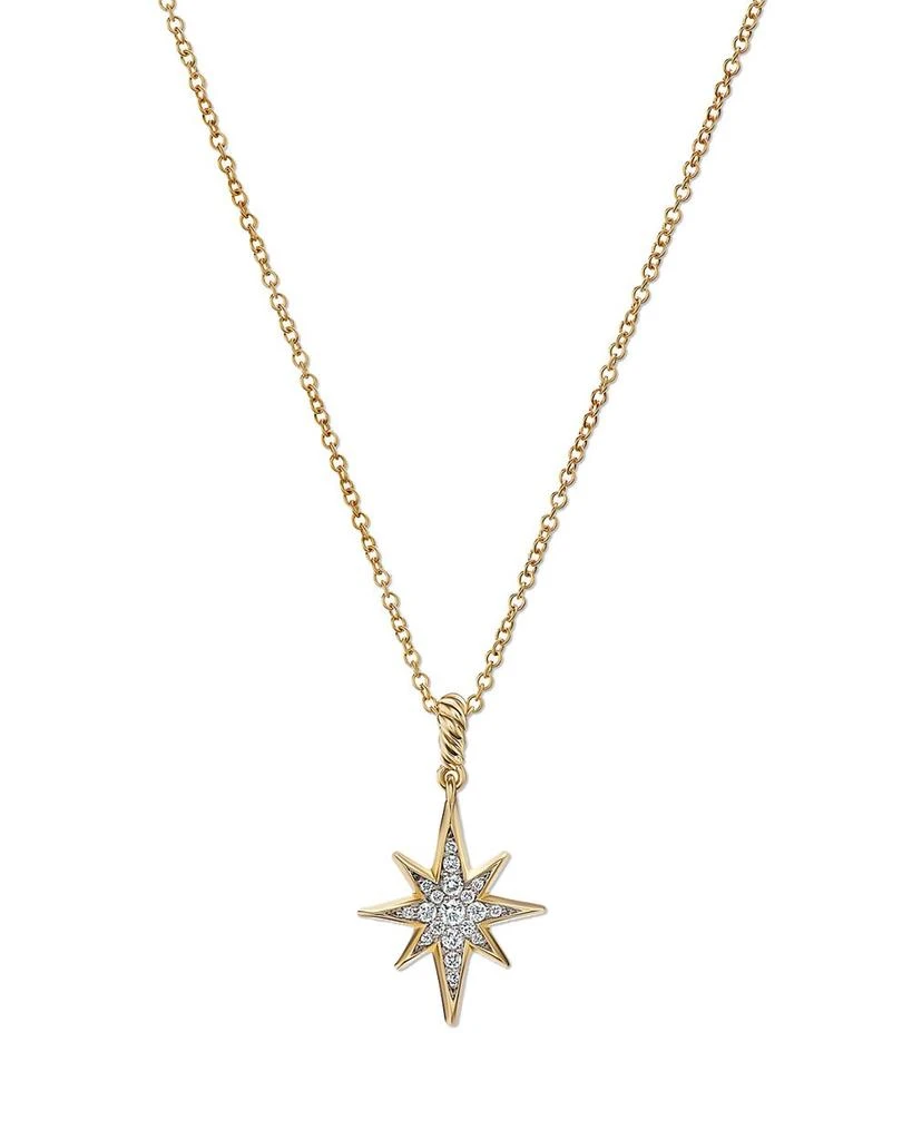 David Yurman 18K Yellow Gold Cable Collectibles® Diamond Pavé North Star Pendant Necklace, 15-17" 1