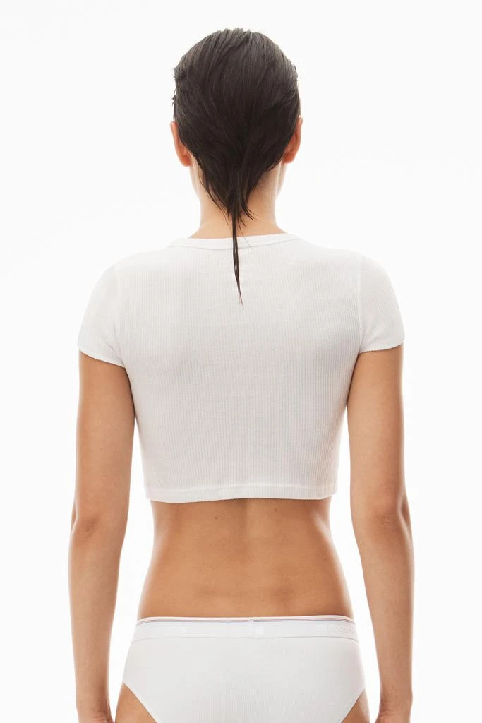 Alexander Wang Cropped Short-Sleeve Tee in Ribbed Cotton Jersey 4