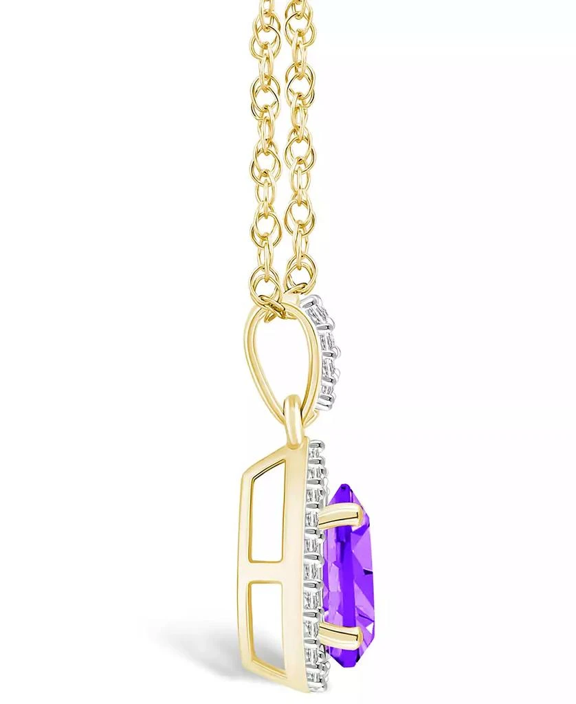 Macy's Amethyst (7/8 ct. t.w.) and Lab Grown Sapphire (1/6 ct. t.w.) Halo Pendant Necklace in 10K Yellow Gold 3