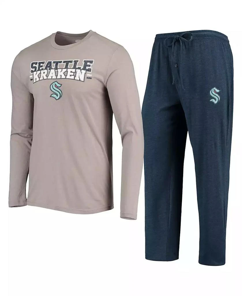 Concepts Sport Men
s Gray, Deep Sea Blue Seattle Kraken Meter Long Sleeve T-shirt and Pants Set 2