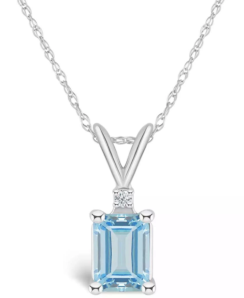 Macy
s Aquamarine (7/8 ct. t.w.) and Diamond Accent Pendant Necklace in 14K Yellow Gold or 14K White Gold