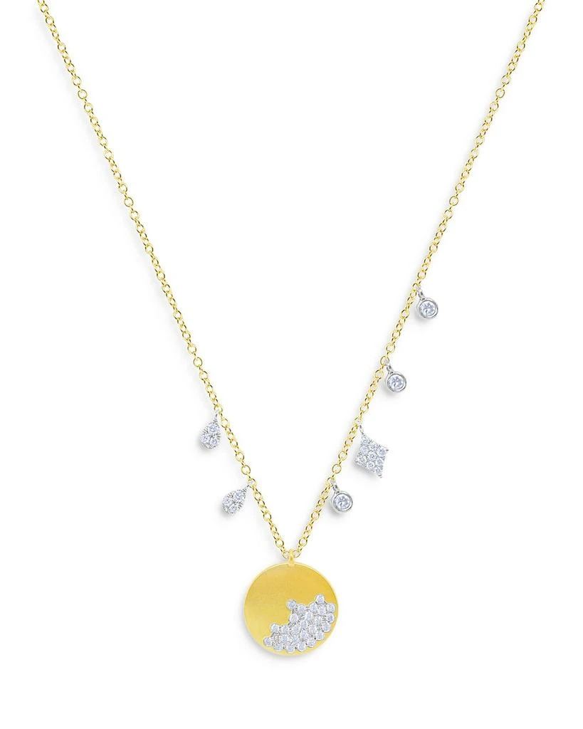 Meira T 14K White & Yellow Gold Diamond Disc & Dangle Pendant Necklace, 16-18" 1