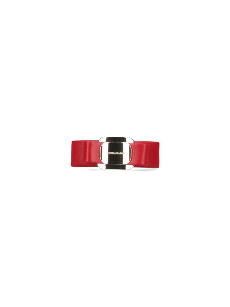 Salvatore Ferragamo Structured Bow Hair Clip in Red Calf Leather