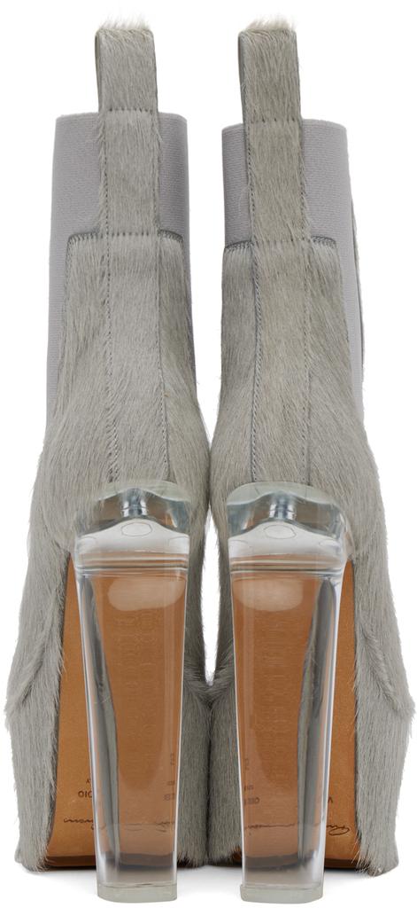 Rick Owens Gray Beatle Platform Ankle Boots