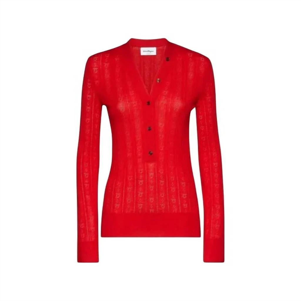 Salvatore Ferragamo Women
s Gancini Knit Sweater In Red 1
