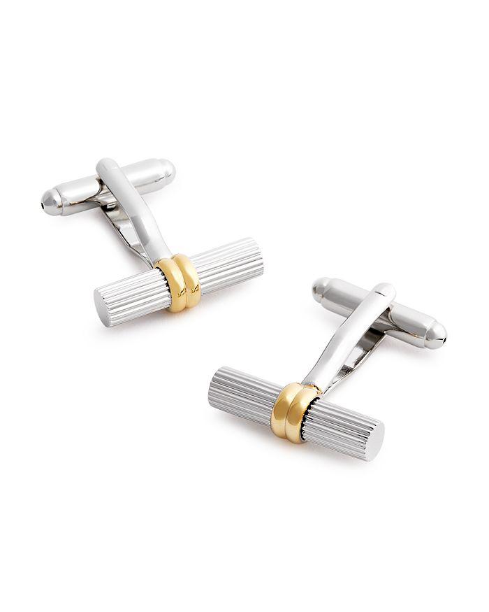 LINK UP Ribbed Tube with Gold Band Cufflinks