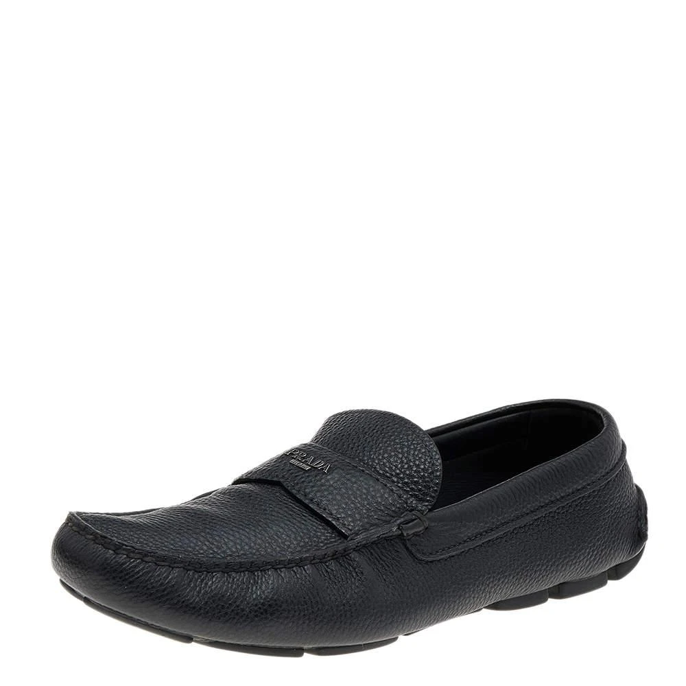 Prada Prada Black Leather Slip On Loafers Size 42.5 1