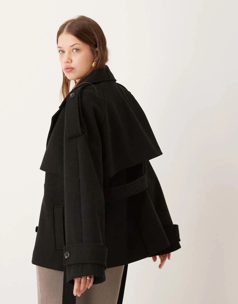 ASOS ASOS DESIGN oversized formal trench coat with strong shoulder in black 3