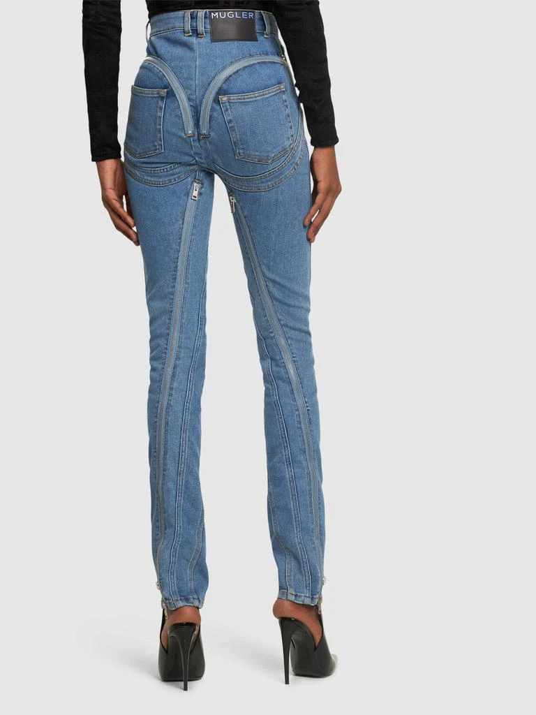 MUGLER Stretch Denim High Rise Zip Skinny Jeans 2