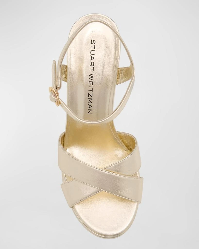 Stuart Weitzman Dayna Metallic Crisscross Platform Sandals 5