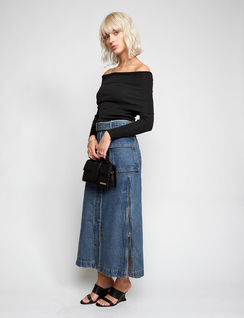 Pixie Market Rochelle Long belted Cargo Denim Skirt