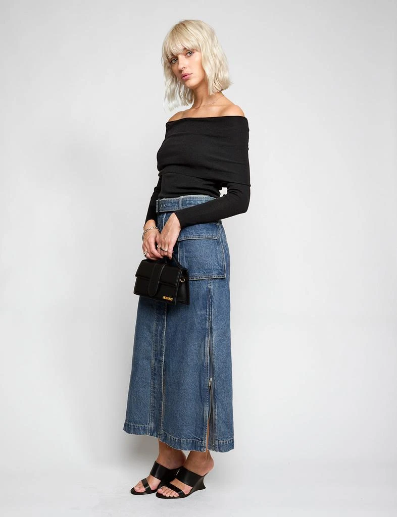 Pixie Market Rochelle Long belted Cargo Denim Skirt 2