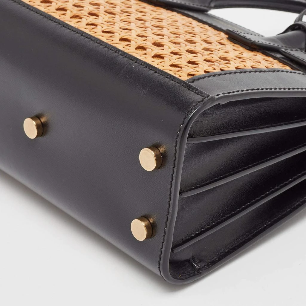 Yves Saint Laurent Saint Laurent Black/Beige Leather and Bamboo Woven Nano Sac De Jour Tote 16