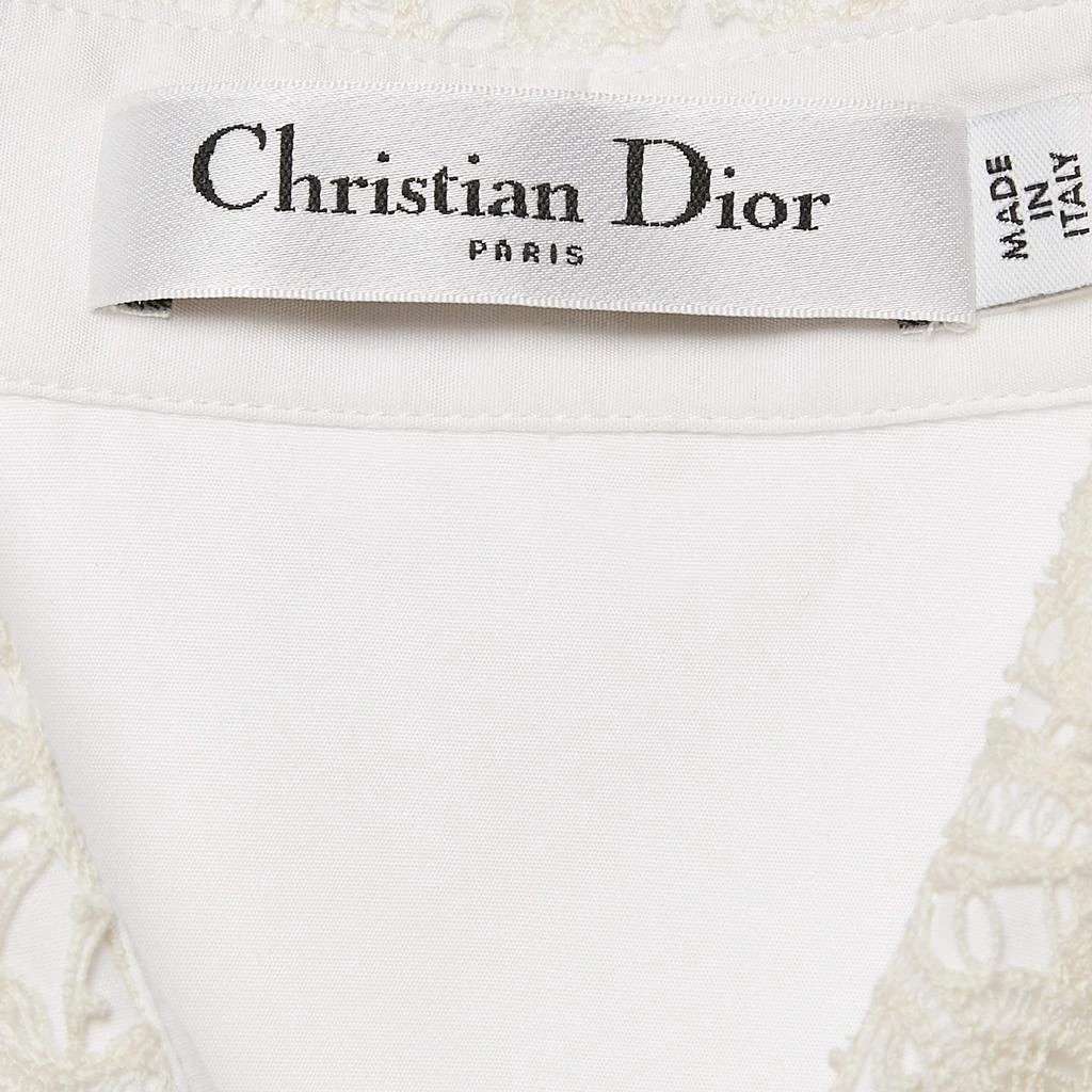 Dior Dior White Cotton Lace Overlay Button Front Plastron M 5