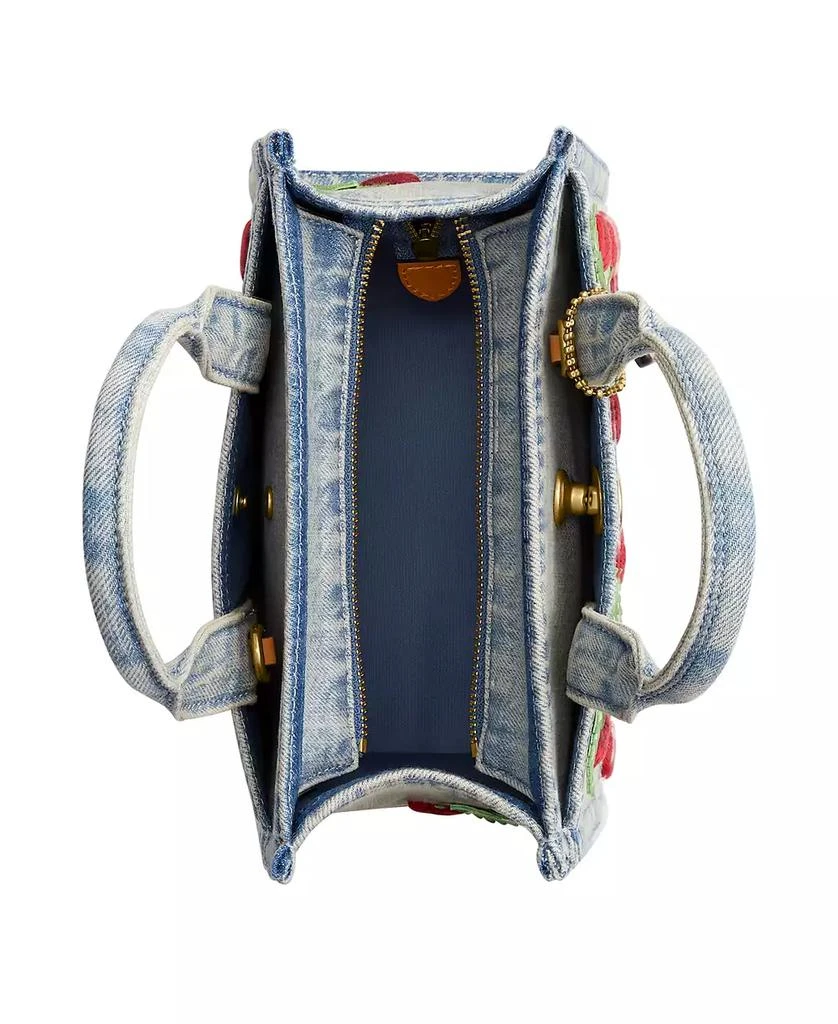 Coach Cargo Mini Denim Cherry Embroidery Tote Bag 20 4