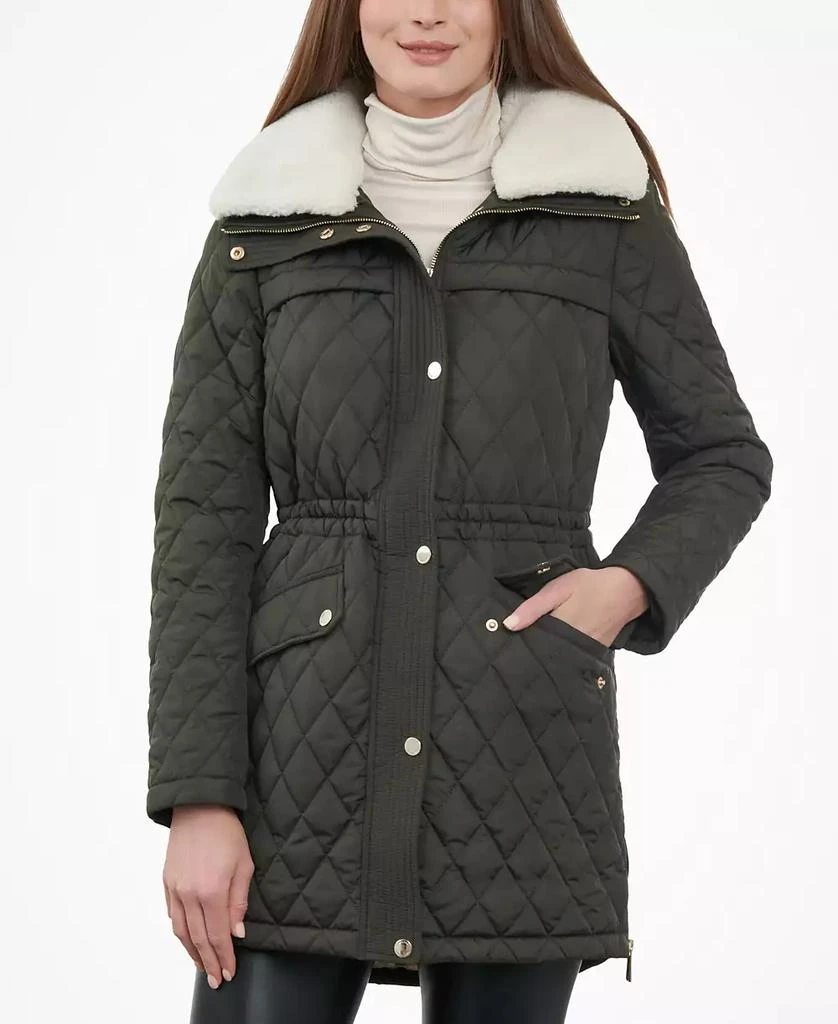Michael Kors Women's Faux-Fur-Collar Quilted Coat 1