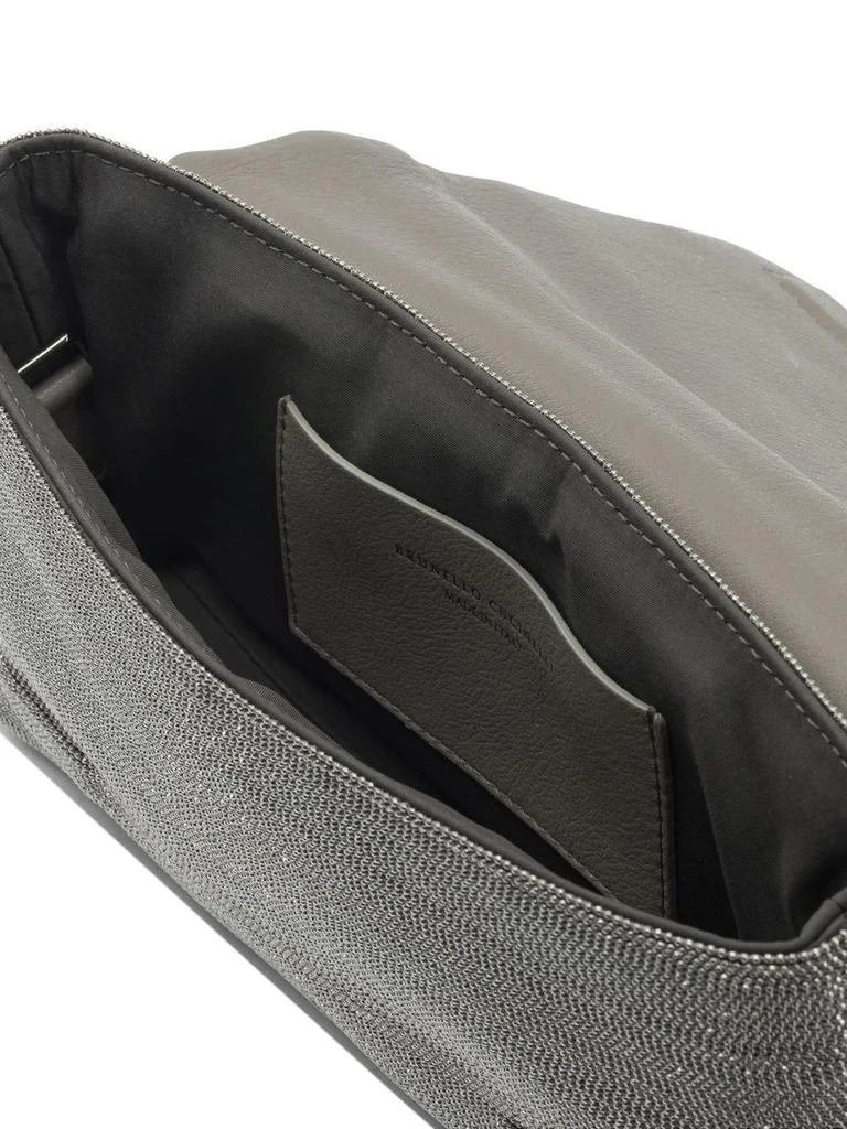 Brunello Cucinelli Brunello Cucinelli Monili-Embellished Flap Crossbody Bag 5