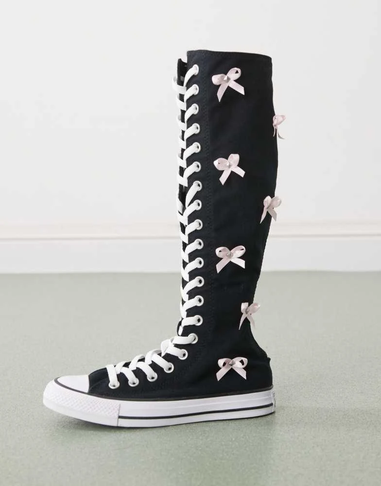 Converse Converse Chuck Taylor All Star Knee Hi trainers in black with bows 2
