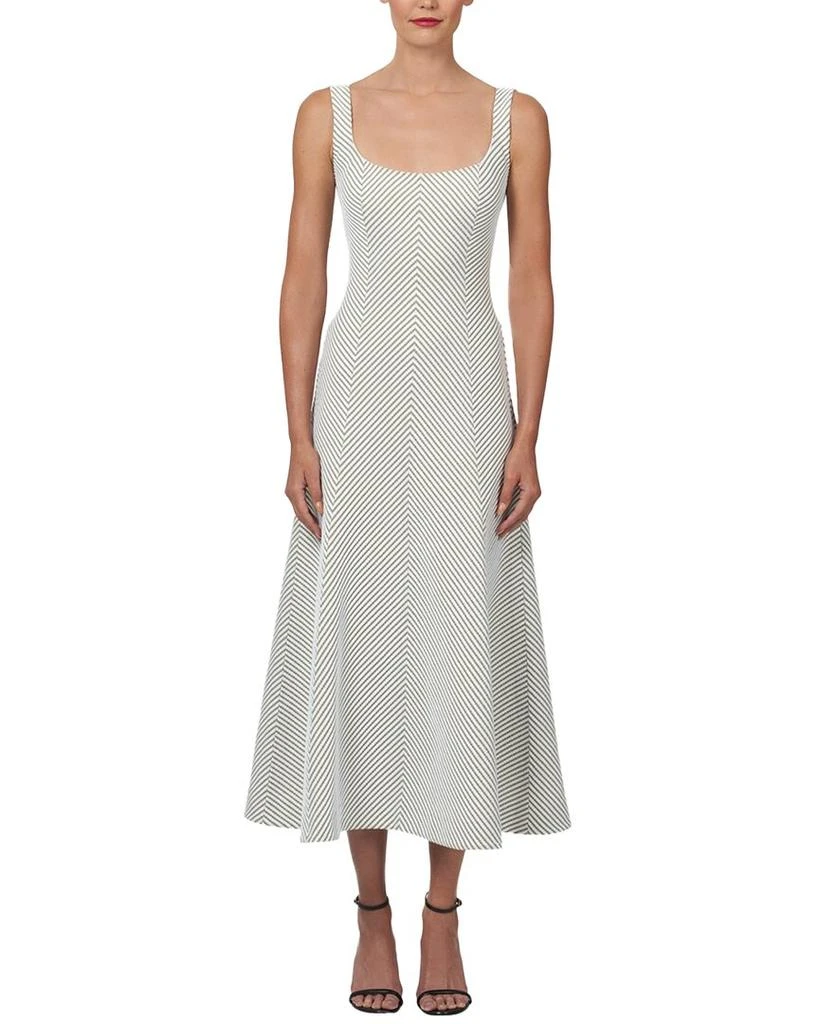 Carolina Herrera Square Neck Button Front Midi Dress 1