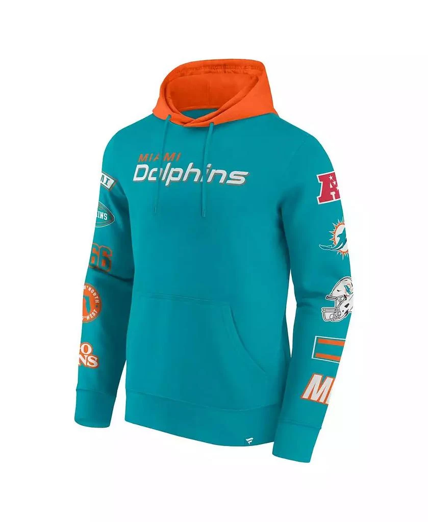 Fanatics Men's Aqua/Orange Miami Dolphins Patched Out Pullover Hoodie 2