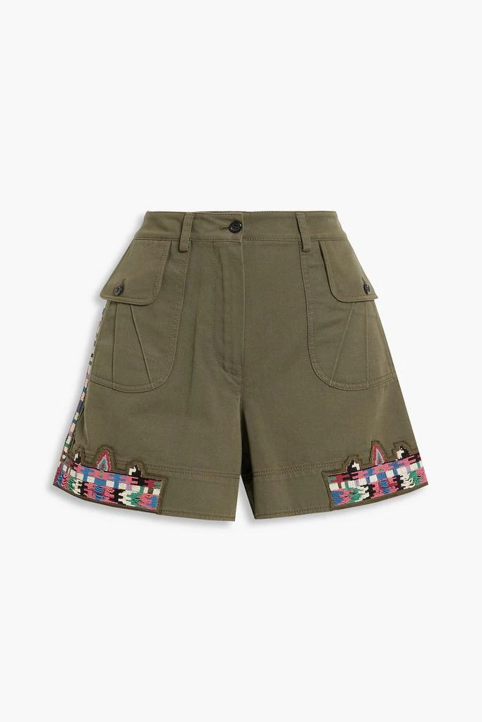 Valentino Bead-embellished cotton-twill shorts 1