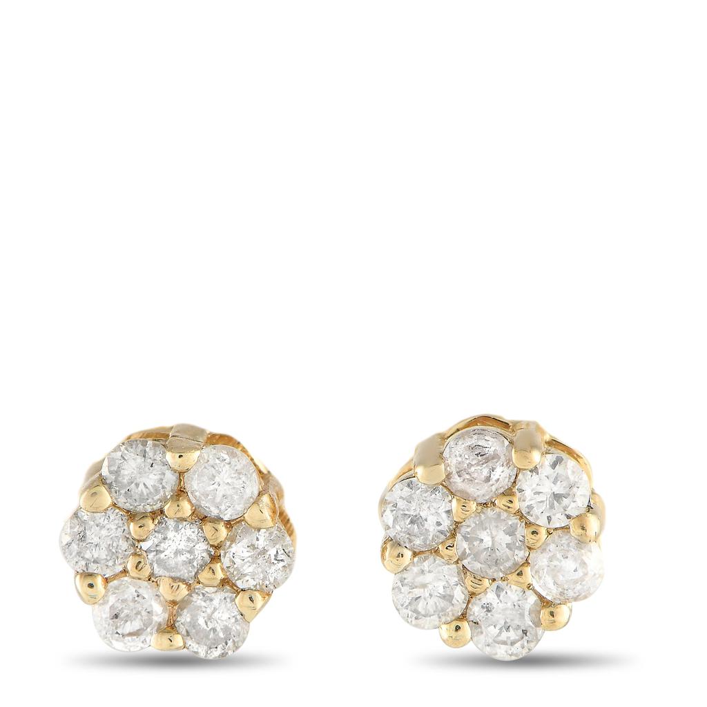 Non Branded 14K Yellow Gold 0.25ct Diamond Cluster Stud Earrings