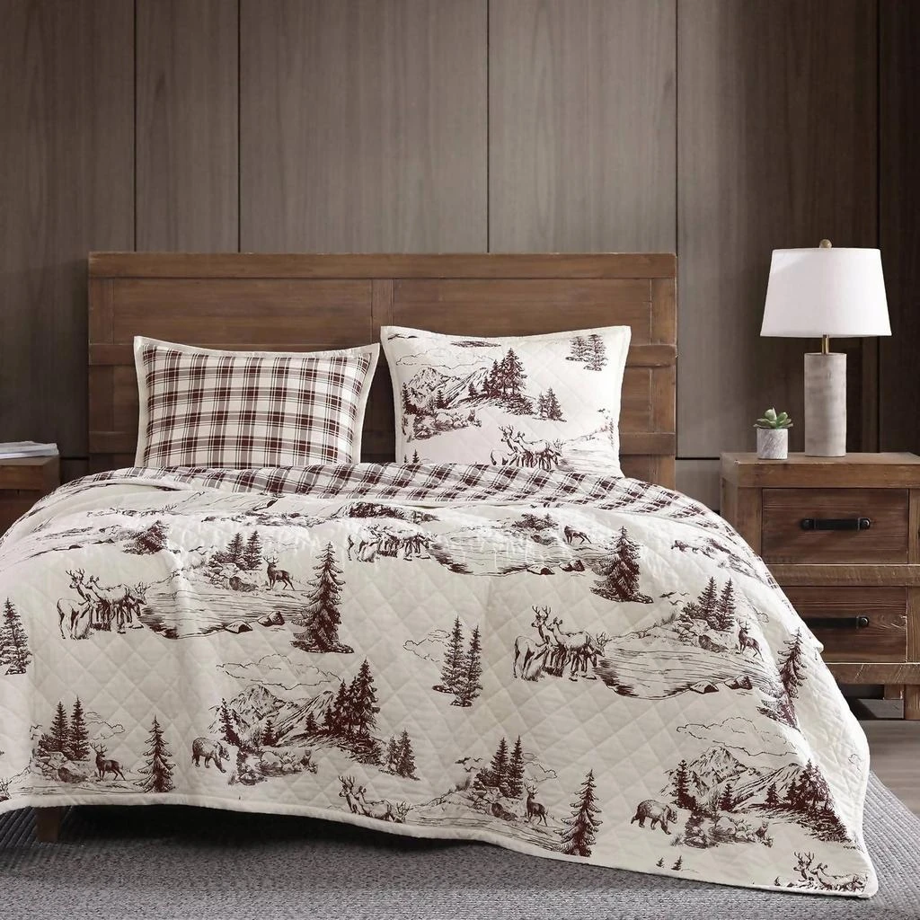 HiEnd Accents Hiend Accents - White Pine Reversible Quilt Set
