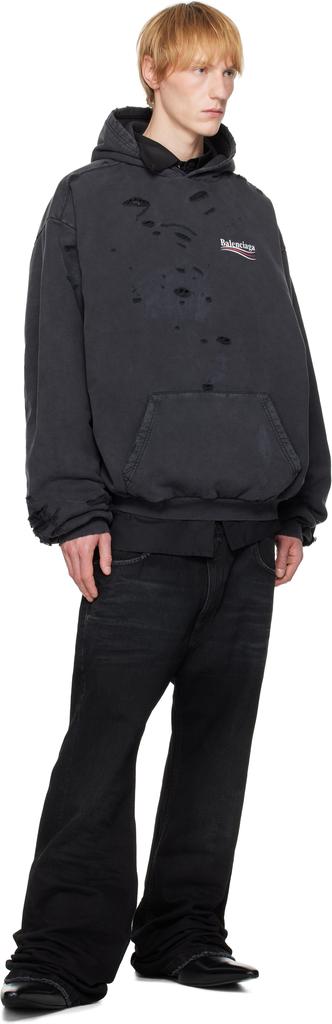 Balenciaga Black Political Campaign Layered Hoodie - Hoodies
