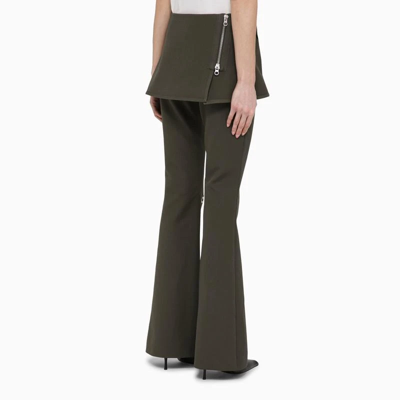 Courrèges Military green cotton mini skirt trousers 4