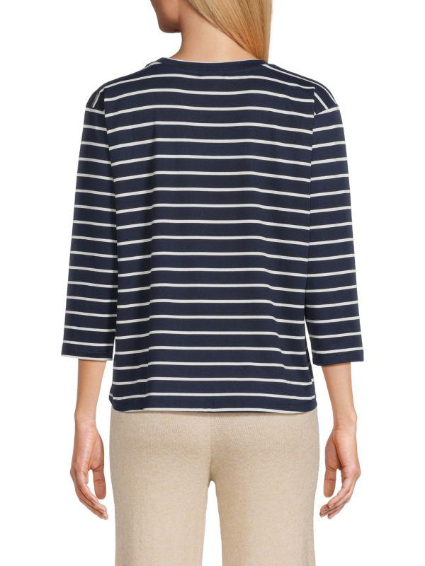 Bobeau Striped Pima Cotton Top