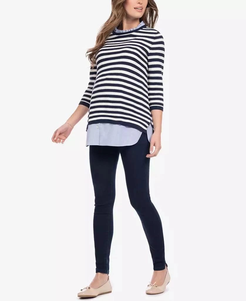Seraphine Women's Cotton Maternity Nursing Sweater with Detachable Collar 1