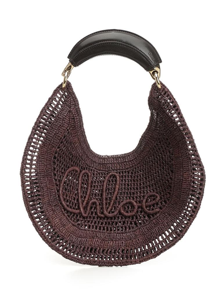 トートバッグ CHLOE TWO-TONE RUBBER AND LEATHER SMALL WOODY SHOPPING BAG Chloé TWO-TONE RUBBER AND LEATHER SMALL WOODY SHOPPING BAG