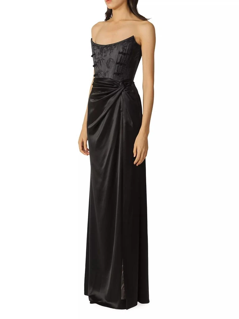 SAU LEE Julia Satin Corset Strapless Gown 3