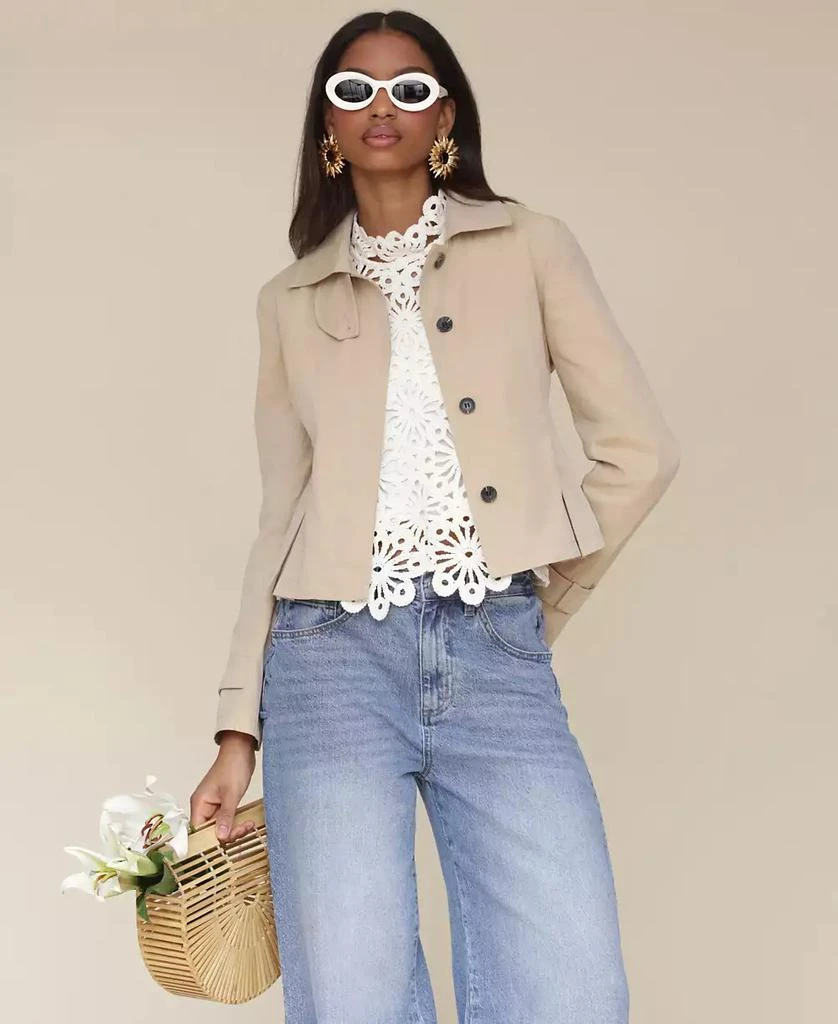 Avec Les Filles Women's Peplum Cropped Trench Coat 11