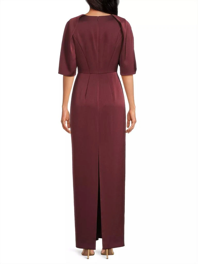 Aidan Mattox Crepe-Back Satin Cape-Sleeve Column Gown 5