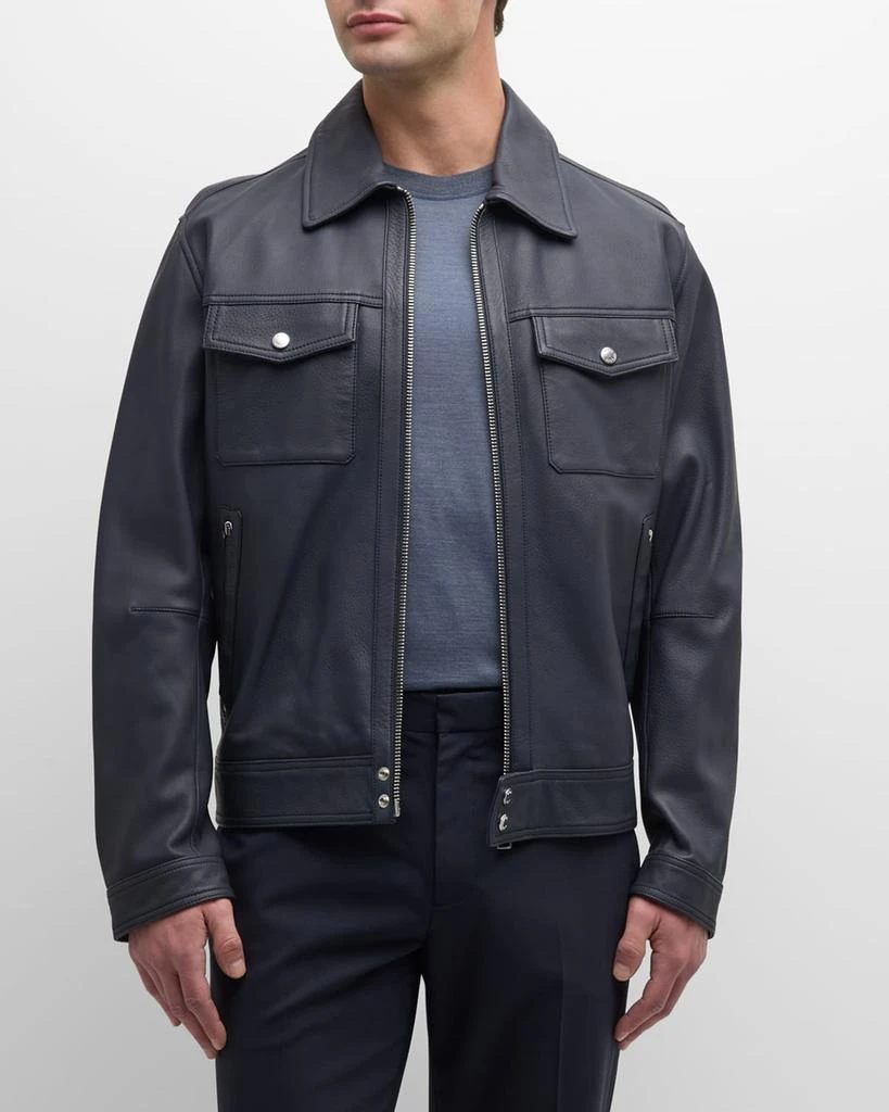 Hugo Boss Men's Leather Full-Zip Jacket 2