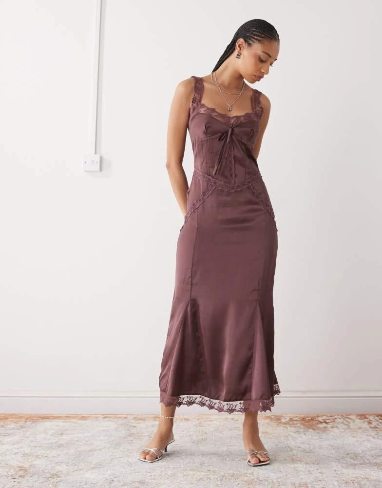Shop Reclaimed Vintage midi dress with lace cutouts in plum on Sale at  BeyondStyle  Get 11% Off Reclaimed Vintage midi dress with lace cutouts in  plum with Limited-Time Flash Deals, Exclusive