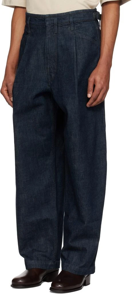 Lemaire Blue Pleated Workwear Jeans 4