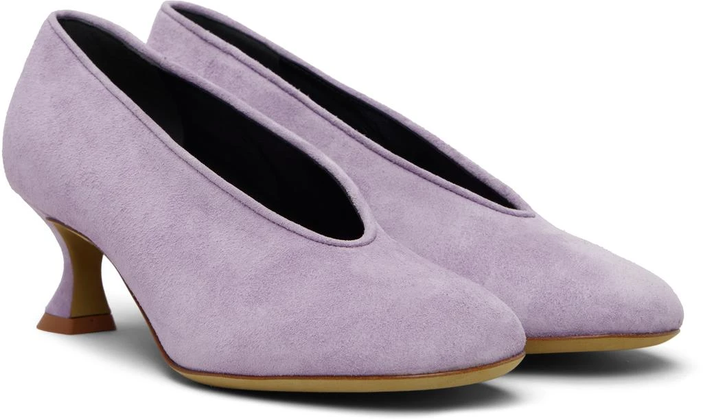 Moschino Purple Duck Suede Heels 4