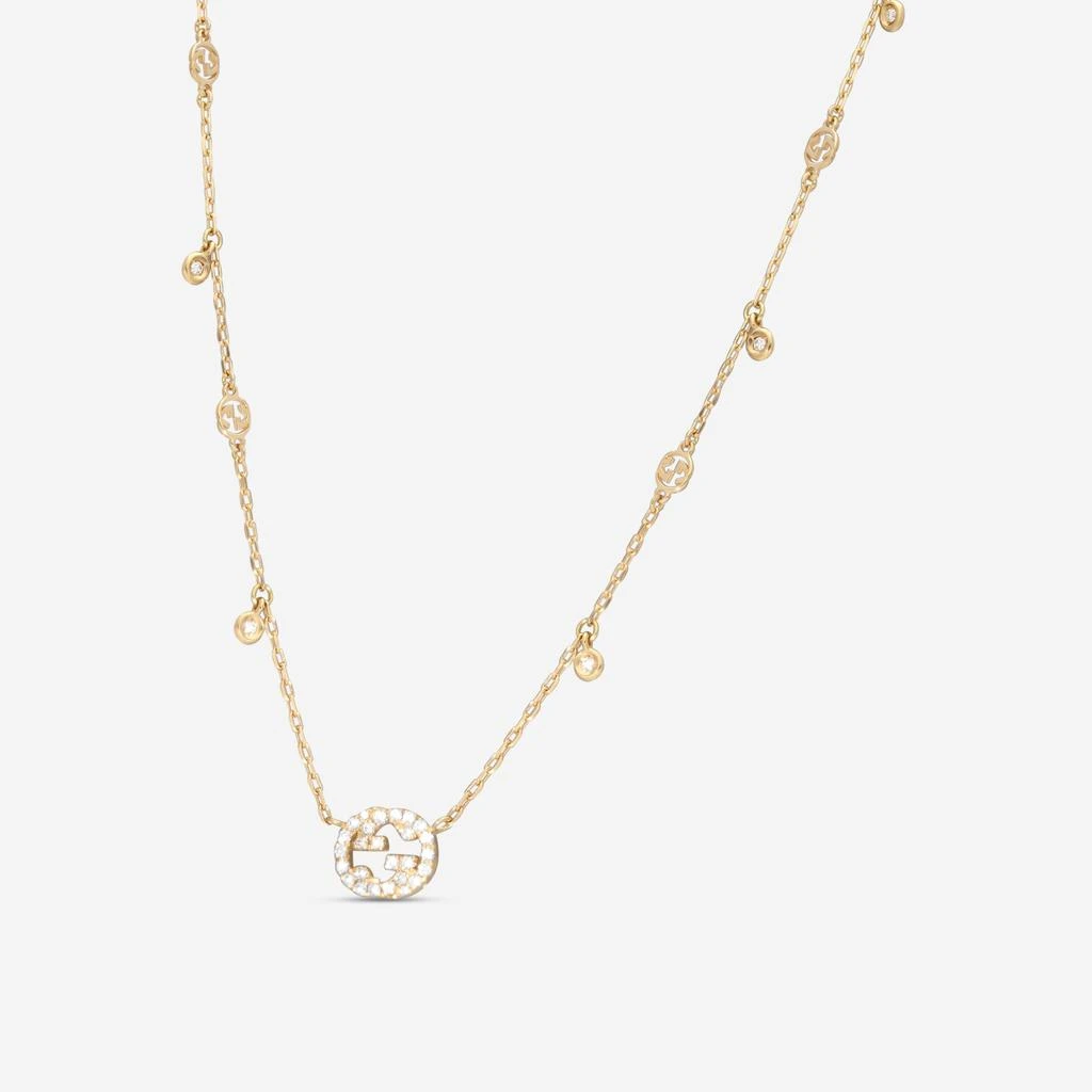 Gucci Gucci GG Interlocking 18K Yellow Gold Diamond Pendant Necklace YBB72940200200U-copy 2