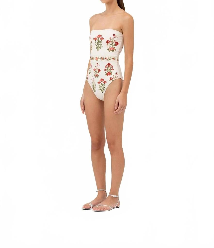 Agua by Agua Bendita Ilusion Canna Strapless One-Piece Swimsuit In Neutral/red 3
