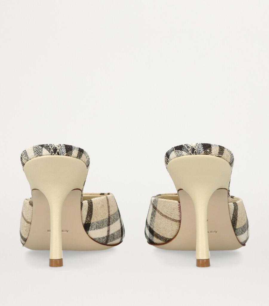 【関税&送料込】Burberry Lf Mews Mule 90 Chk Burberry Mews 90MM Check Linen-Blend Mules | Saks Fifth Avenue