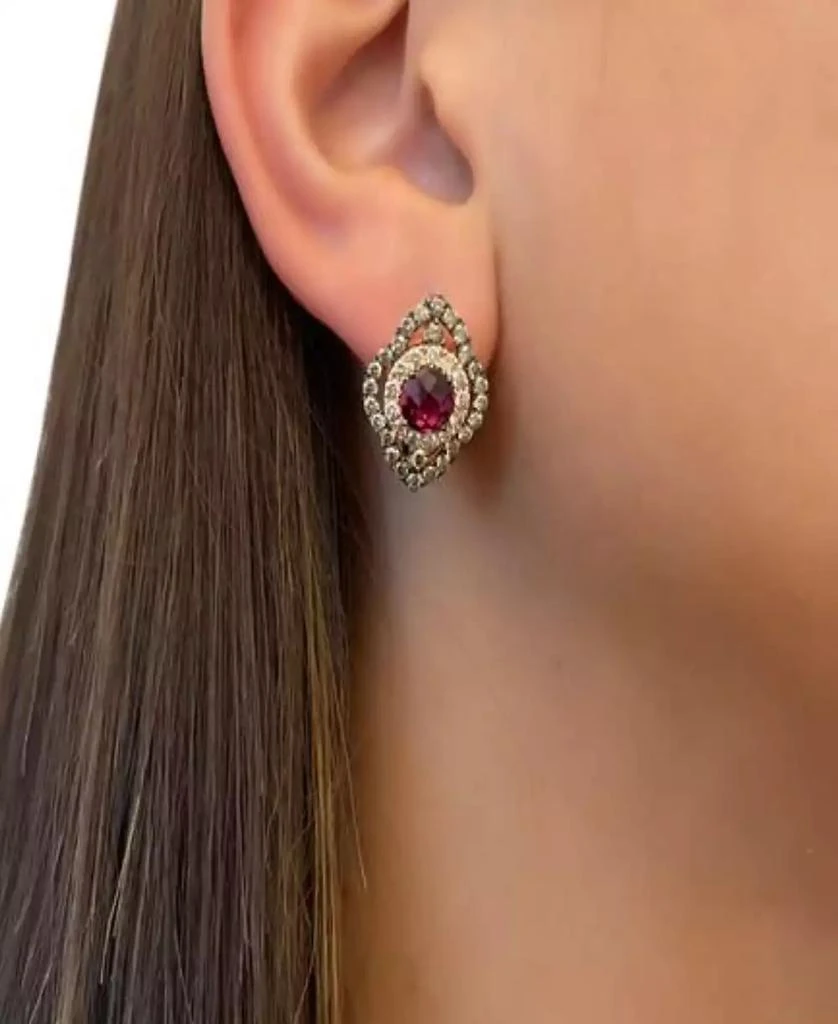 Le Vian Pomegranate Garnet (1-7/8 ct. t.w.) & Diamond (1-1/2 ct. t.w.) Leverback Earrings in 14k Rose Gold 3