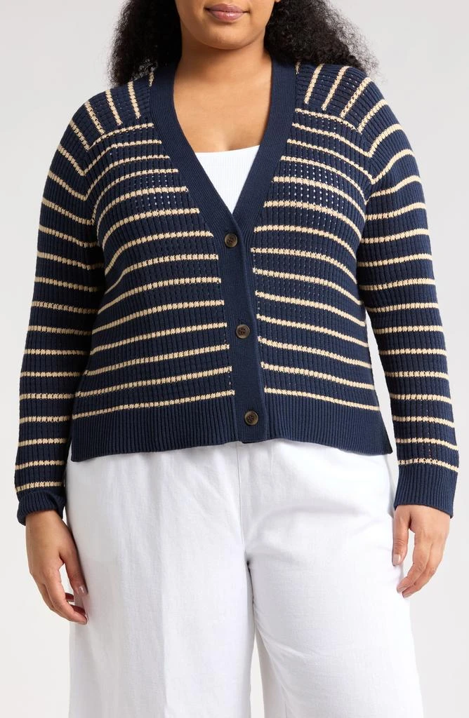 Caslon Pointelle V-Neck Cardigan 1
